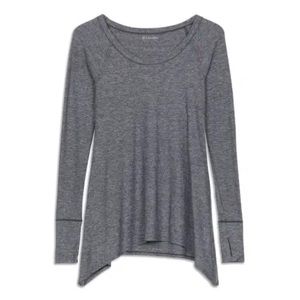 Lululemon Womens Rehearsal Top Long Sleeve Tee Heather Grey Swan Thumb Hole